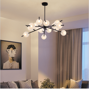 factory modern DNA brass glass 16 hanging glass ball LED G9 chandelier  fixture pendant light