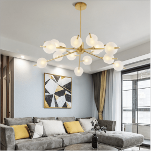 factory modern DNA brass glass 16 hanging glass ball LED G9 chandelier  fixture pendant light