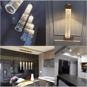 Postmodern ins Style Simple Modern Hotel Bar Restaurant Creative Individual Stripe Texture Glass Tube Chandelier