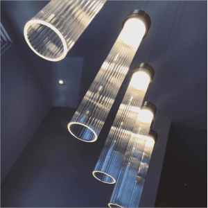 Postmodern ins Style Simple Modern Hotel Bar Restaurant Creative Individual Stripe Texture Glass Tube Chandelier