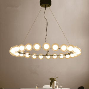 Simple Round Clear Glass Boll Pendant Light Designer Stainless steel Lighting Fixture Chandelier