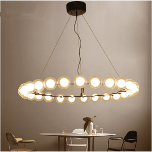 Simple Round Clear Glass Boll Pendant Light Designer Stainless steel Lighting Fixture Chandelier