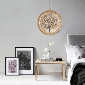 Originally Creative Individual Living Room Lighting Modern Simple Restaurant Round Solid Wood  Chandelier