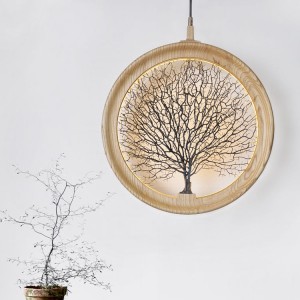 Originally Creative Individual Living Room Lighting Modern Simple Restaurant Round Solid Wood  Chandelier