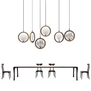 Originally Creative Individual Living Room Lighting Modern Simple Restaurant Round Solid Wood  Chandelier
