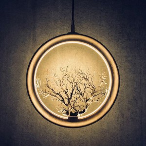 Originally Creative Individual Living Room Lighting Modern Simple Restaurant Round Solid Wood  Chandelier