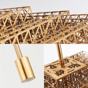 Luxury Cooper Finished Square Chandelier lamp Stainless Steel  Waterproof Chandelier For Villa