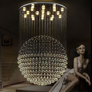 Professional design customization led pendant light K9 crystal  chandelier