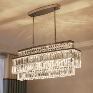 Lower MOQ Creative designer long lampe lustre modern crystal chandelier pendant light