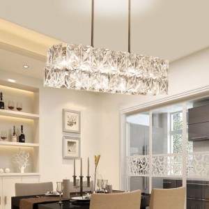 8 lights rectangular crystal chandelier shining light sconce with k9 crystal ball