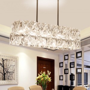 8 lights rectangular crystal chandelier shining light sconce with k9 crystal ball