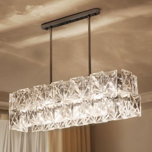 8 lights rectangular crystal chandelier shining light sconce with k9 crystal ball