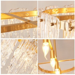 luxury  handmake glass lighting hanging lights modern  chandelier rectangular pendant for homes