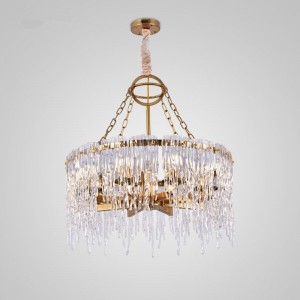 Modern  Handmake Clear Chandelier Iron Metal Art Luxury golden E14 LED Chandelier for living room