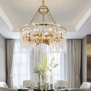 Modern  Handmake Clear Chandelier Iron Metal Art Luxury golden E14 LED Chandelier for living room