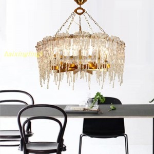 Modern  Handmake Clear Chandelier Iron Metal Art Luxury golden E14 LED Chandelier for living room