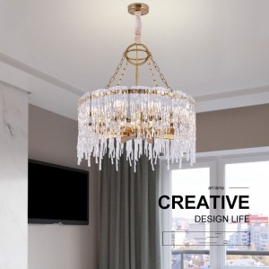 Modern  Handmake Clear Chandelier Iron Metal Art Luxury golden E14 LED Chandelier for living room