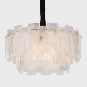 Modern metal stripe handmade  glass pendant lights led hanging lamp for hotel