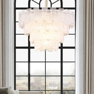 Modern metal stripe handmade  glass pendant lights led hanging lamp for hotel