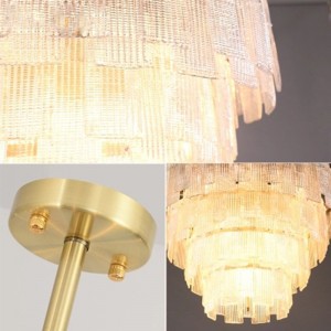 Modern metal stripe handmade  glass pendant lights led hanging lamp for hotel