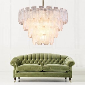 Modern metal stripe handmade  glass pendant lights led hanging lamp for hotel