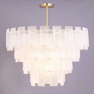 Modern metal stripe handmade  glass pendant lights led hanging lamp for hotel