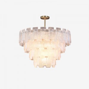 Modern metal stripe handmade  glass pendant lights led hanging lamp for hotel