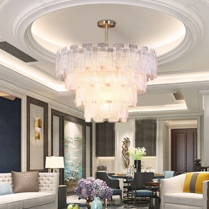 Modern metal stripe handmade  glass pendant lights led hanging lamp for hotel