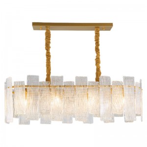 Simple light luxury post-modern Rectangle creative handmade glass chandelier european-style dining room