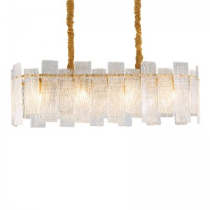 Simple light luxury post-modern Rectangle creative handmade glass chandelier european-style dining room