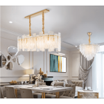 Simple light luxury post-modern Rectangle creative handmade glass chandelier european-style dining room