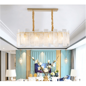 Simple light luxury post-modern Rectangle creative handmade glass chandelier european-style dining room