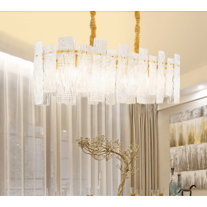 Simple light luxury post-modern Rectangle creative handmade glass chandelier european-style dining room