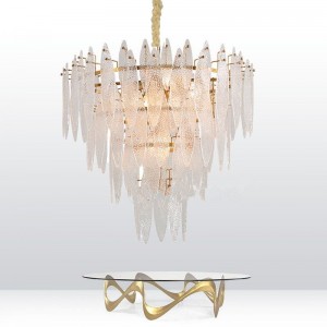 Decorative indoor lobby handmake glass lamp round/rectangle chandelier lamp for hotel project