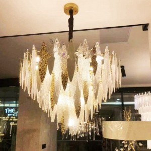 Decorative indoor lobby handmake glass lamp round/rectangle chandelier lamp for hotel project