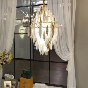 Decorative indoor lobby handmake glass lamp round/rectangle chandelier lamp for hotel project