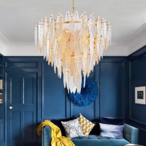 Decorative indoor lobby handmake glass lamp round/rectangle chandelier lamp for hotel project