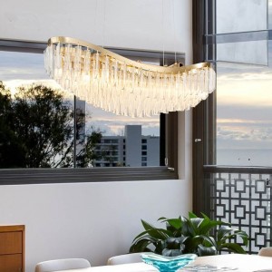 Elegant Style Crystal Beads Luxury Chain Chandeliers For Hospitality Pendent Light