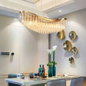 Elegant Style Crystal Beads Luxury Chain Chandeliers For Hospitality Pendent Light