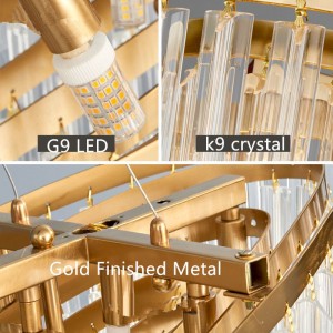 Elegant Style Crystal Beads Luxury Chain Chandeliers For Hospitality Pendent Light