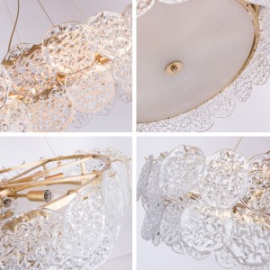 Clear Crystal Gold Hardware Lighting Fixture  Hotel E14 lamp holder Chandelier Pendant Lighting 220V