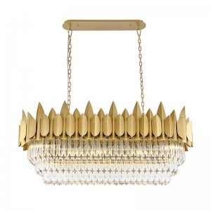 Rectangular dining room chandelier post-modern light luxury model room villa lamps luxurious atmosphere bar front desk crystal lamp