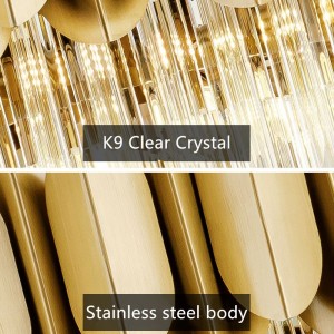 Rectangular dining room chandelier post-modern light luxury model room villa lamps luxurious atmosphere bar front desk crystal lamp