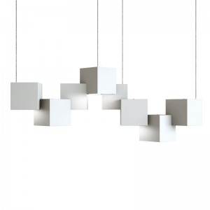 Modern cube aluminium LED simple squares banquet hall chandelier pendant lamp