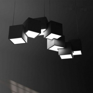 Modern cube aluminium LED simple squares banquet hall chandelier pendant lamp
