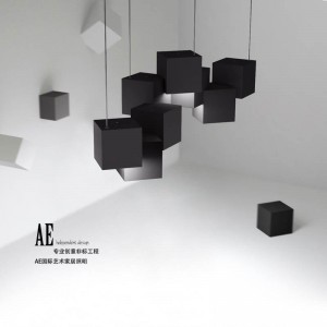 Modern cube aluminium LED simple squares banquet hall chandelier pendant lamp