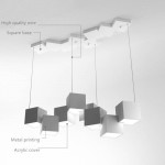 Modern cube aluminium LED simple squares banquet hall chandelier pendant lamp