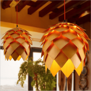 Modern Handmade OAK Wooden Pinecone Lights Hanging Pine Cone Wood Pendant lamp