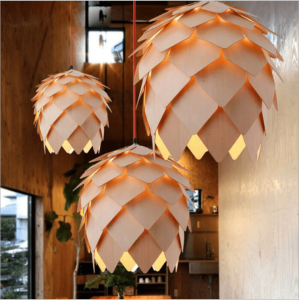 Modern Handmade OAK Wooden Pinecone Lights Hanging Pine Cone Wood Pendant lamp