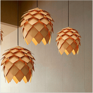 Modern Handmade OAK Wooden Pinecone Lights Hanging Pine Cone Wood Pendant lamp